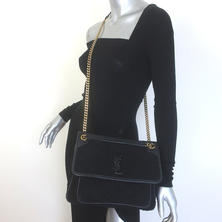 Saint Laurent Niki Medium Quilted Boucle Tweed Crossbody Bag 