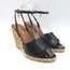 Saint Laurent Paloma 95 Espadrille Wedge Sandals Black Leather Size 38 NEW