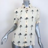 Saint Laurent Paradise Shirt Ecru Palm Tree Print Silk Size 40