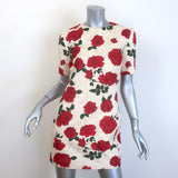 Saint Laurent Rose Print Jacquard Short Sleeve Mini Dress 