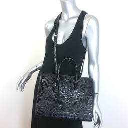Saint Laurent Sac De Jour Small Tote Black Croc-Embossed 