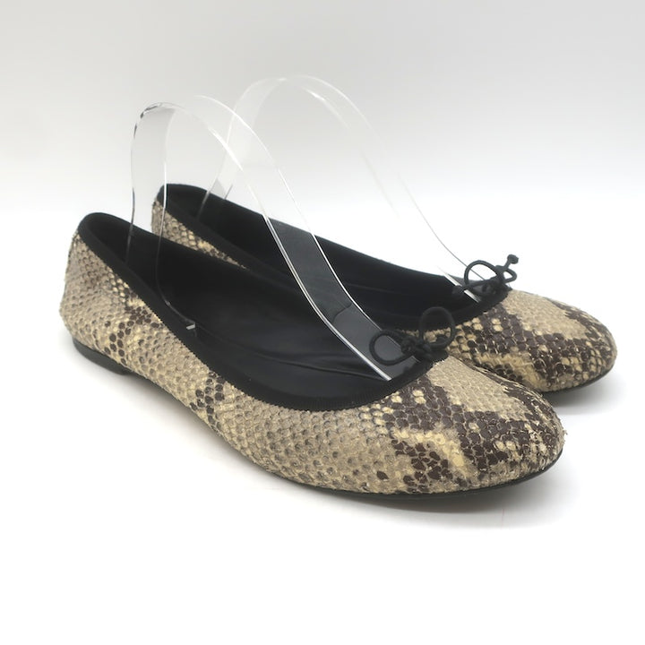 Saint Laurent Snakeskin Bow Ballet Flats