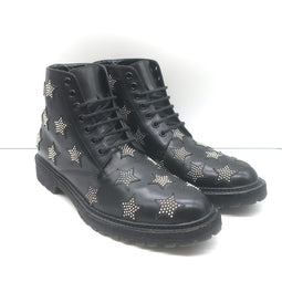 Saint Laurent Star Studded Lace-Up Combat Boots 