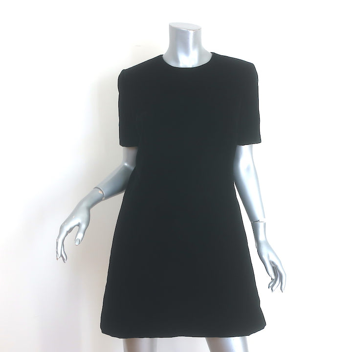 Saint Laurent Velvet Short Sleeve A-Line Mini Dress 