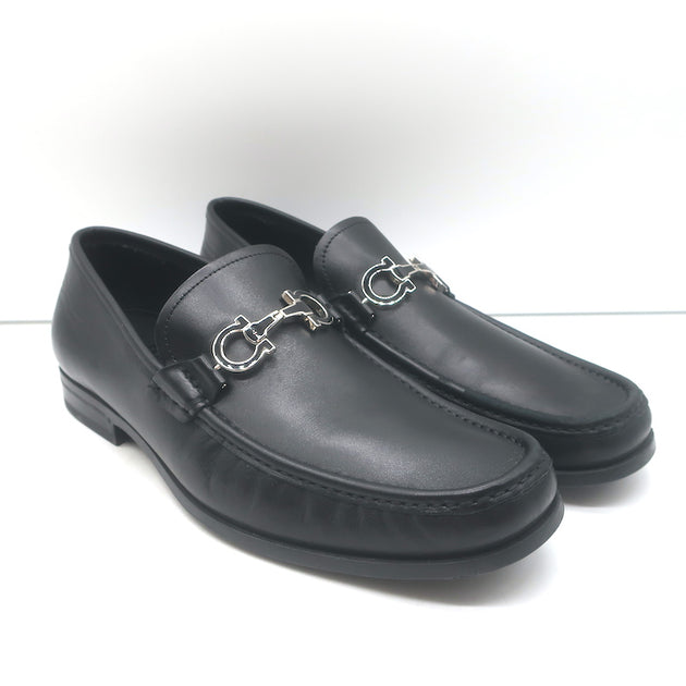 Salvatore Ferragamo Chris Reversible Bit Loafers Black Leather