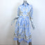 Samantha Sung Belted Shirtdress Light Blue Printed Stretch Cotton Size 8