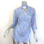 Sandro Chayma Twist-Front Blouse Blue Polka Dot Print Silk Size 1 Tie-Back Top