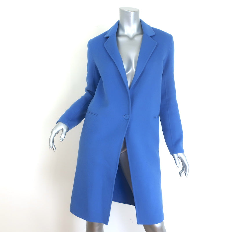 Sandro Dilan Single-Button Coat Blue Brushed Wool Size 34
