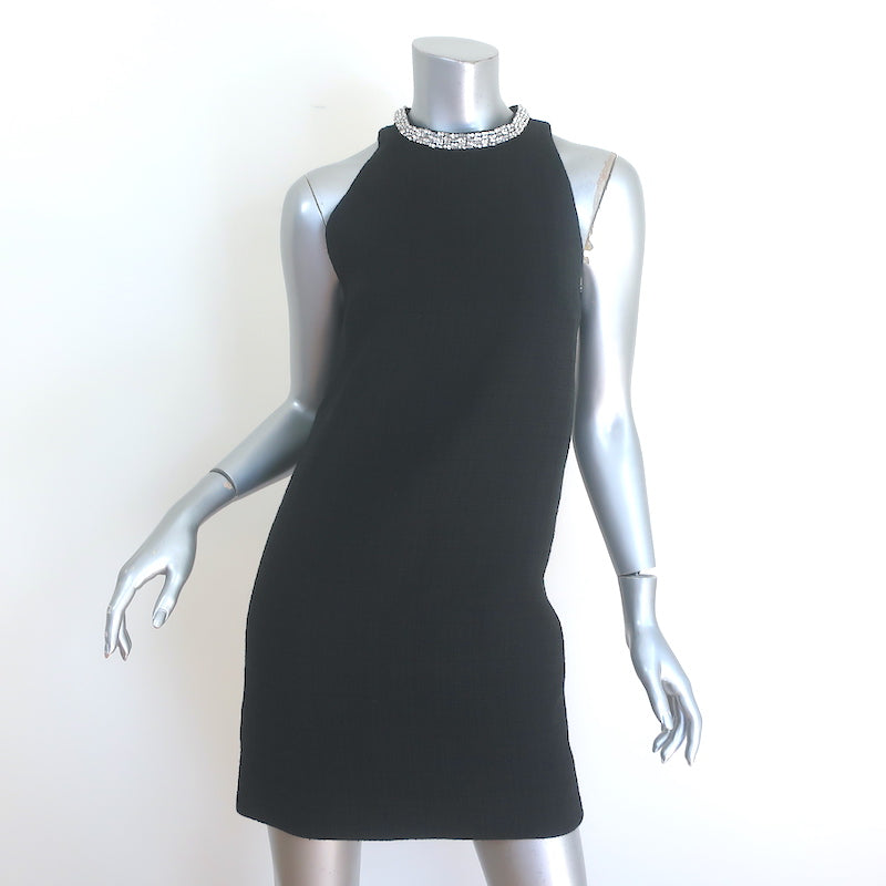 Sandro Dorinna Rhinestone-Trim Mini Shift Dress Black Tweed Size 34 NEW