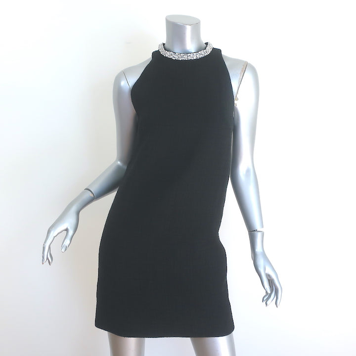 Sandro Dorinna Rhinestone-Trim Mini Shift Dress Black Tweed Size 34 NEW