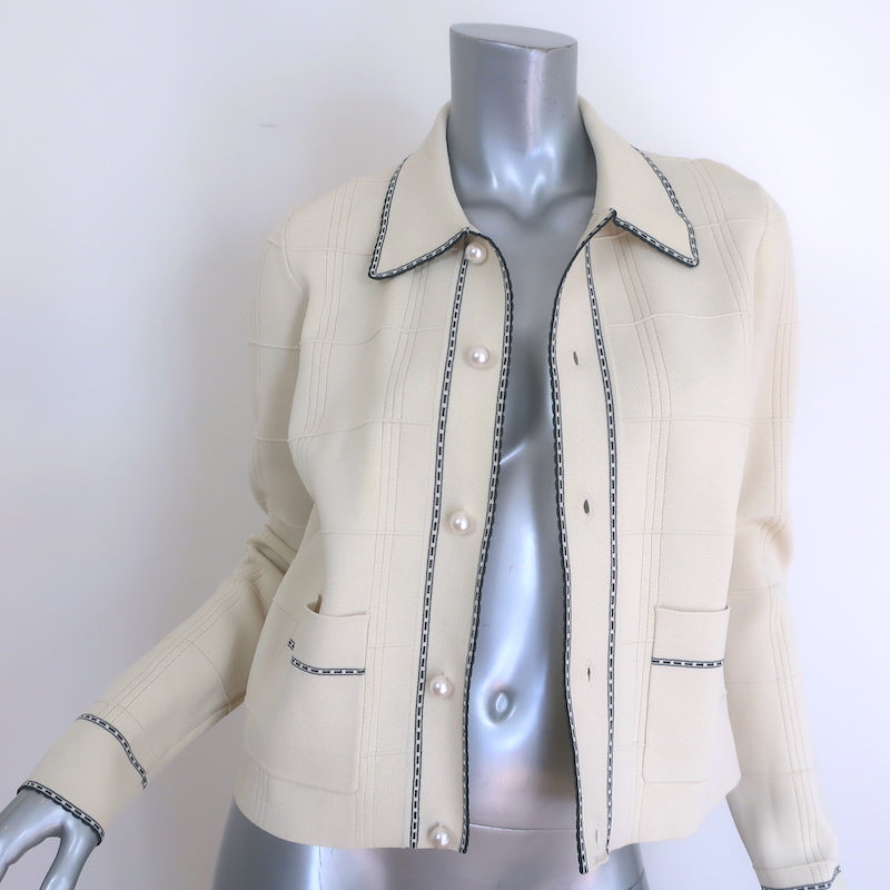 Sandro Lore Faux Pearl-Button Cardigan Ecru Stretch Knit Size 3