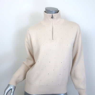 Sandro Osy Rhinestone Half-Zip Pullover Sweater 