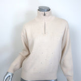 Sandro Osy Rhinestone Half-Zip Pullover Sweater 