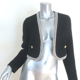 Sandro Pearl-Embellished Cropped Tweed Jacket Black Cotton-Blend Size 36