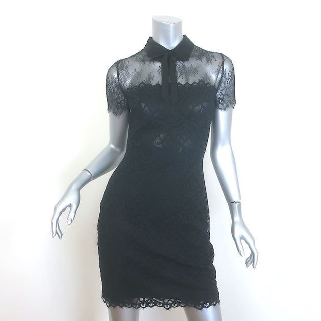 Sandro Rozen Bow-Neck Lace Mini Dress Black Size 2 NEW – Celebrity Owned