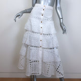 Sandro Sahara Ruffled Broderie Anglaise Midi Skirt 
