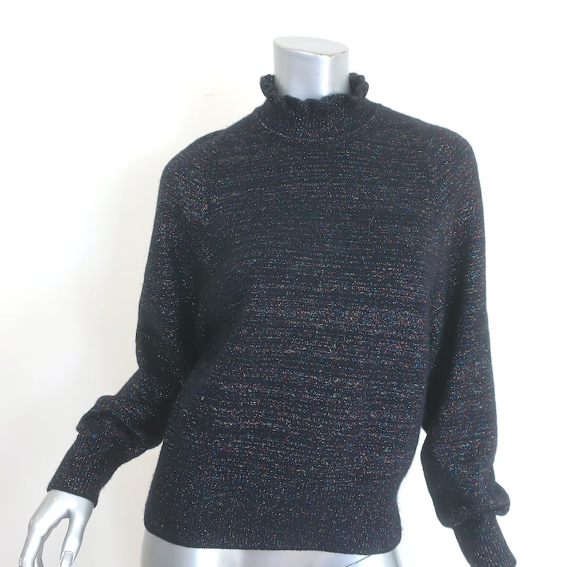 Scotch &amp; Soda Ruffled High-Neck Lurex Knit Sweater 