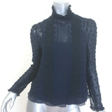See by Chloe Swiss Dot-Embroidered Ruffled High Neck Blouse 