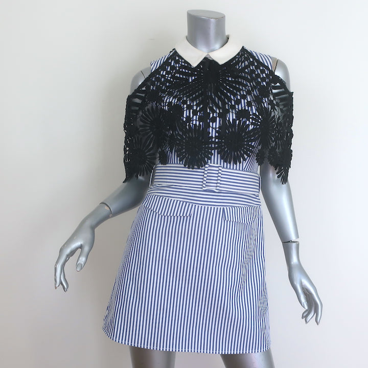 Self-Portrait Lace Cape Striped Shirting Mini Dress