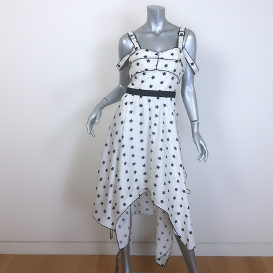 Self-Portrait Star Print Handkerchief Hem Midi Dress 