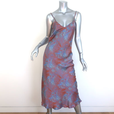 Silk Laundry 90's Slip Dress Purple Daze Printed Satin Size Small