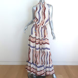 Silvia Tcherassi Nocera Cutout-Back Maxi Dress Cream Striped Silk Size Medium