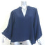 Silvia Tcherassi Sanford Puff Sleeve Blouse Navy Silk Size Medium V-Neck Top