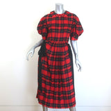 Simone Rocha Tartan Puff Sleeve Bow-Side Midi Dress