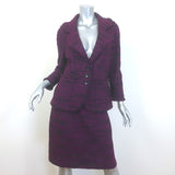 St. John Collection Boucle Knit Skirt Suit Plum