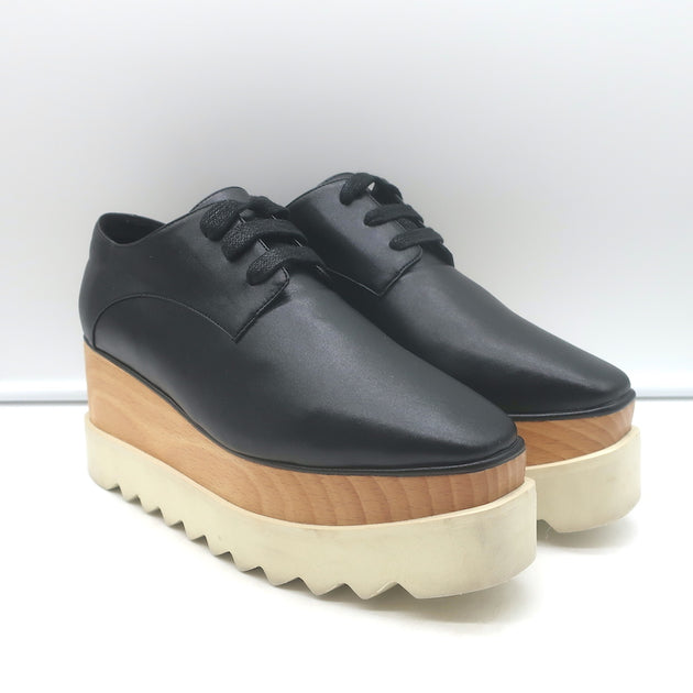 Stella McCartney Elyse Platform Lace-Up Shoes Black Faux