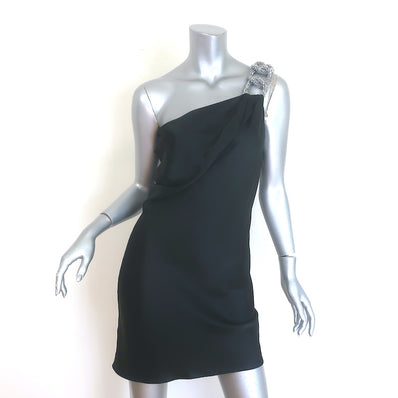 Stella McCartney Falabella Crystal-Chain Mini Dress Black Satin Size 38