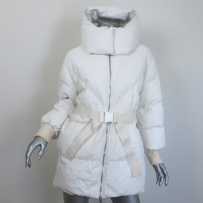 Stella McCartney Kayla Belted Faux Leather Puffer Coat White Size 34