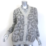 Stella McCartney Leopard Print Oversize Cardigan Light Gray Brushed Knit Size 38