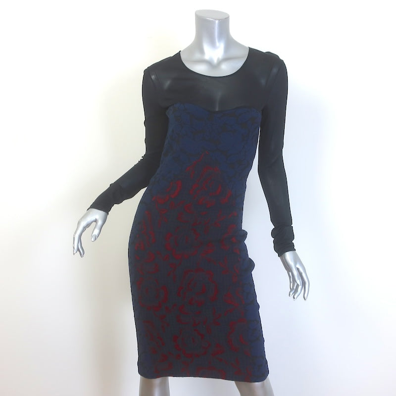Stella McCartney Paneled Jacquard Long Sleeve Sheath Dress 