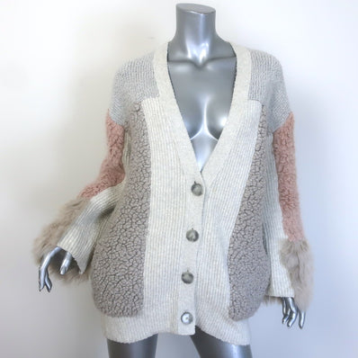 Stella McCartney Patchwork Faux Fur Oversized Cardigan 