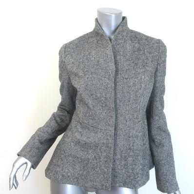 Stella McCartney Peplum-Back Tweed Jacket Gray 