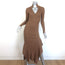 Stella McCartney Turtleneck Refined Ribs Sweater Dress Camel Wool-Silk Size 38