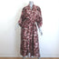 Stevie Howell Printed Silk Kimono Robe Burgundy/Light Pink One Size