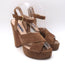 Stuart Weitzman Joni Crisscross Platform Sandals Brown Suede Size 38.5