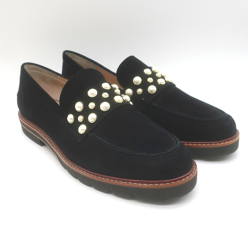 Stuart Weitzman Mocpearl Loafers Black Suede Size 11
