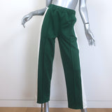 THE GREAT side-stripe track pants in clover green and white, size 0 — authentic pre-owned, gently worn luxury.