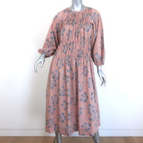 THE GREAT The Cobblestone Midi Dress Blush Floral Print 