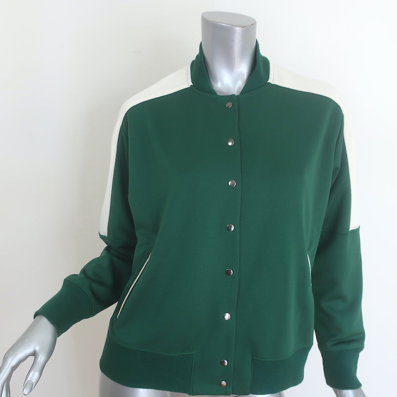 THE GREAT track jacket in Clover Green and White — authentic pre-owned, gently worn sporty-luxe size 1