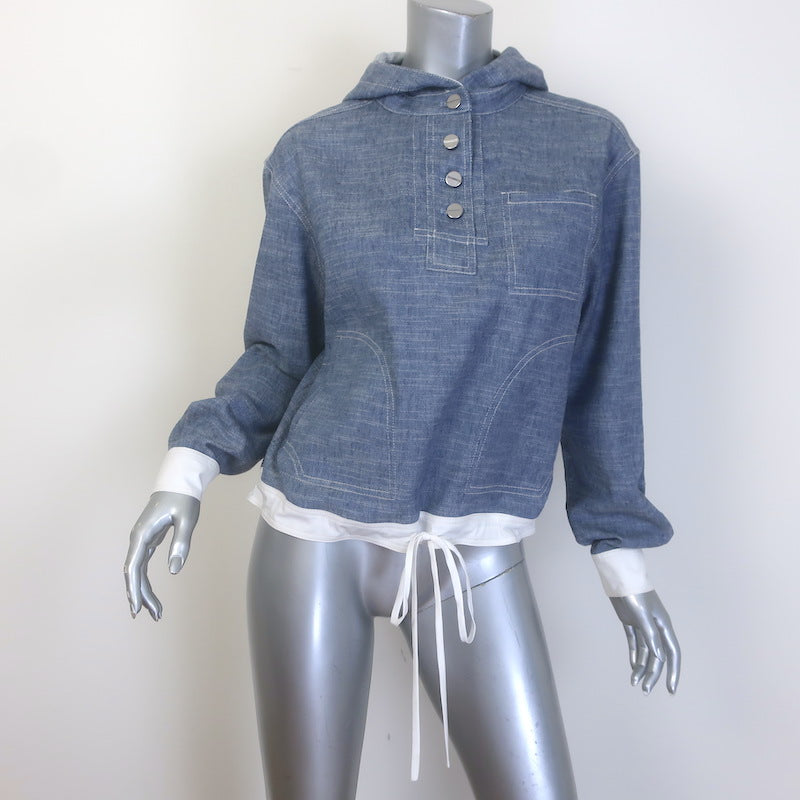 TWP Avast Denim Pullover Hoodie Chambray