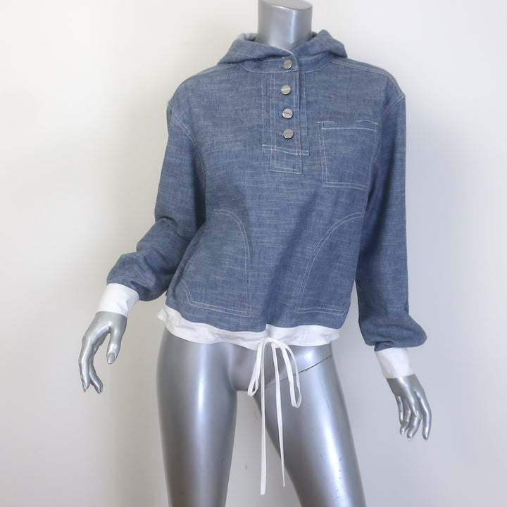TWP Avast Denim Pullover Hoodie Chambray