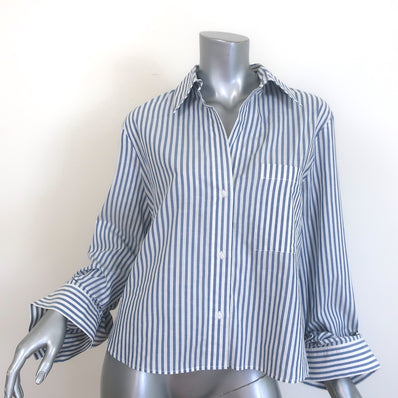 TWP Dude Striped Button Down Shirt White/Blue Size Extra Small/Small
