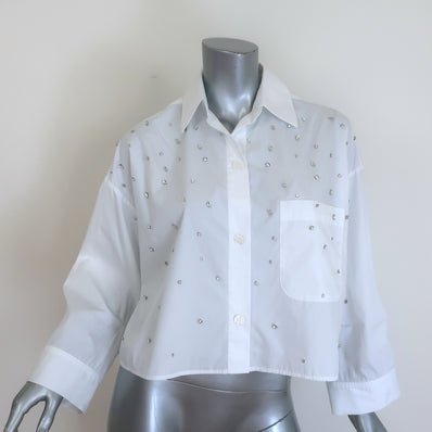 TWP Next Ex Crystal-Embellished Cropped Shirt White Size Extra Small/Small