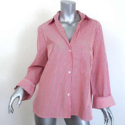 TWP Next Morning Shirt Red/White Striped Cotton 