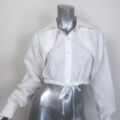 T by Alexander Wang Layered-Effect Cropped Shirt White Poplin