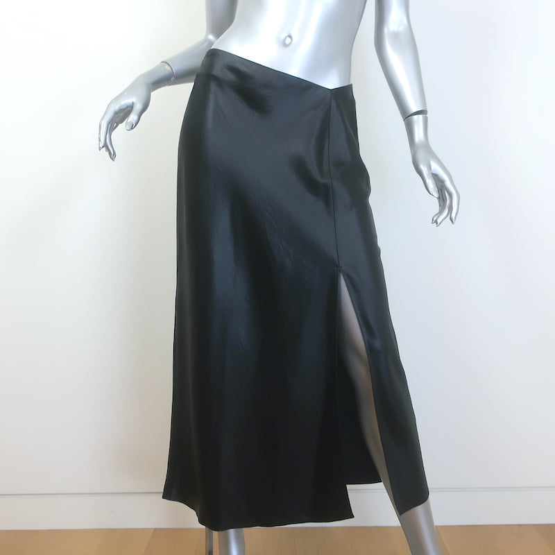 T by Alexander Wang Wet Shine Midi Skirt Black 